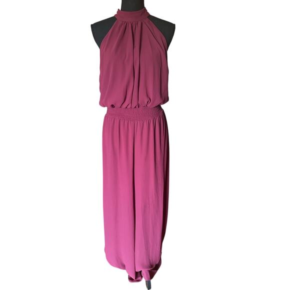 Vince Camuto Tie-Neck Chiffon Overlay Jumpsuit – Women’s L - Picture 1 of 10